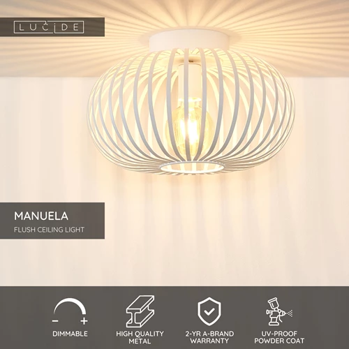 Lucide MANUELA - Flush ceiling light - Ø 39,5 cm - 1xE27 - White - USP
